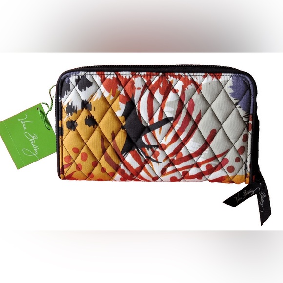 Vera Bradley Zip Around Accordion Wallet Retired Painted Feathers NWT - Picture 1 of 6